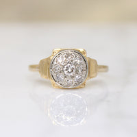Sweetest Two-Tone Art Deco Diamond Cluster Ring