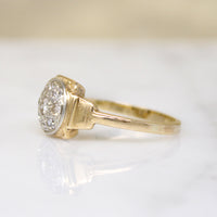 Sweetest Two-Tone Art Deco Diamond Cluster Ring
