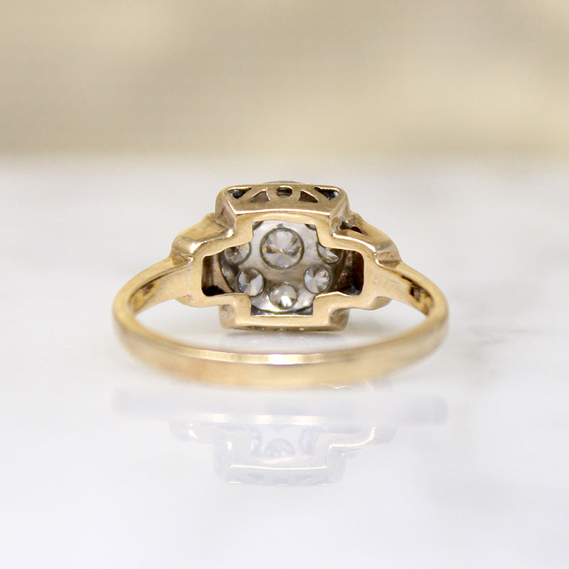Sweetest Two-Tone Art Deco Diamond Cluster Ring