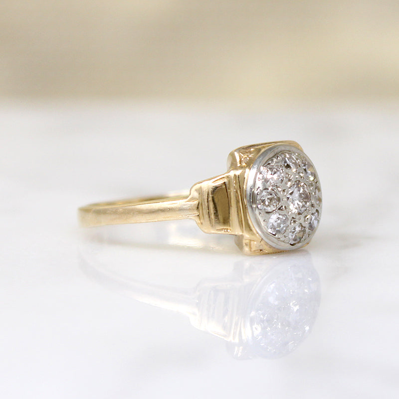Sweetest Two-Tone Art Deco Diamond Cluster Ring