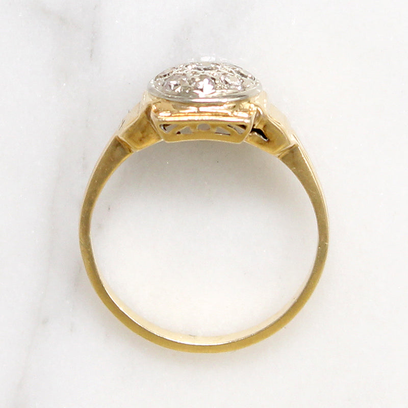 Sweetest Two-Tone Art Deco Diamond Cluster Ring