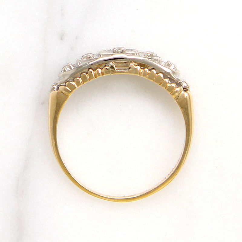 Two-Tone Gold & Diamond Heart Band