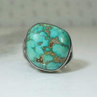 Turquoise and Coin Silver Ring