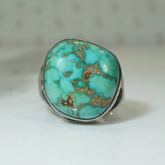 Turquoise and Coin Silver Ring