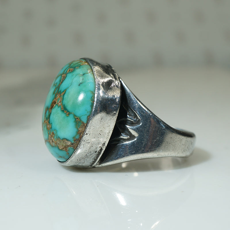 Turquoise and Coin Silver Ring