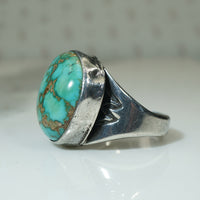 Turquoise and Coin Silver Ring