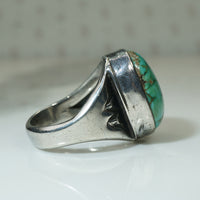 Turquoise and Coin Silver Ring