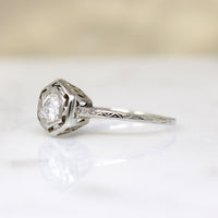 Old European Cut Diamond in 18k White Gold Solitaire
