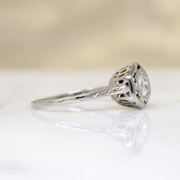 Old European Cut Diamond in 18k White Gold Solitaire