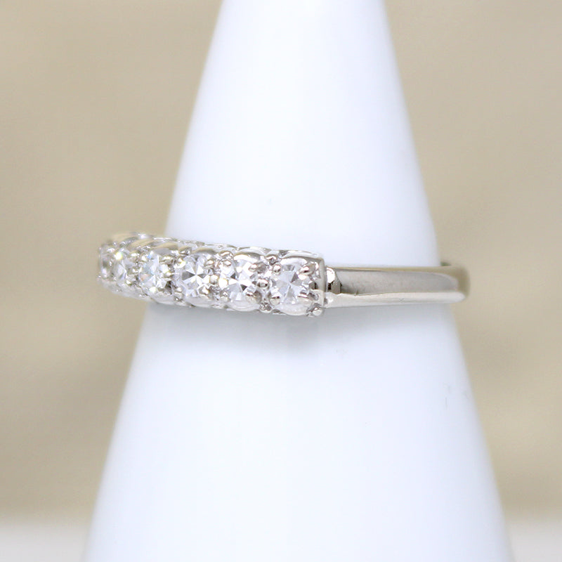 Six Bright Diamond & White Gold Retro Band