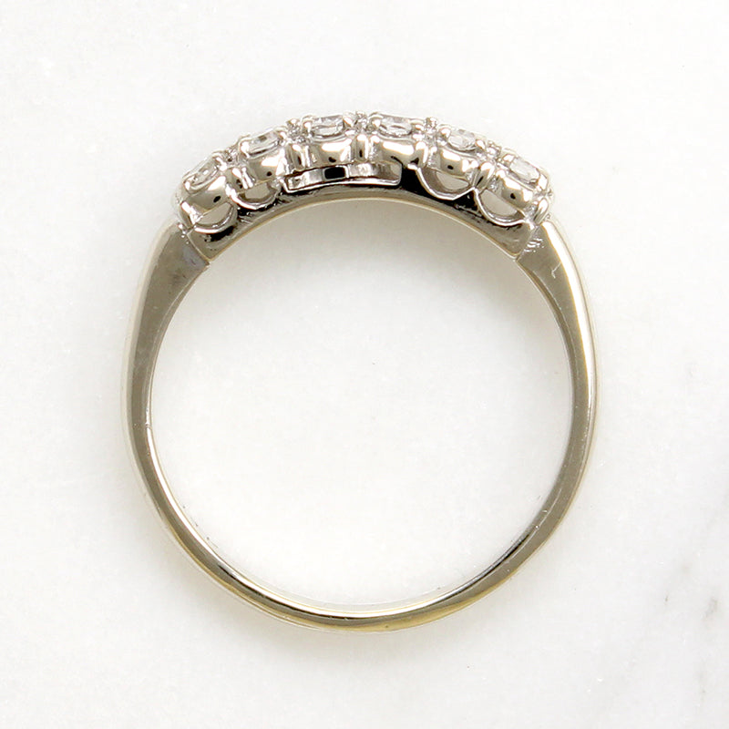 Six Bright Diamond & White Gold Retro Band