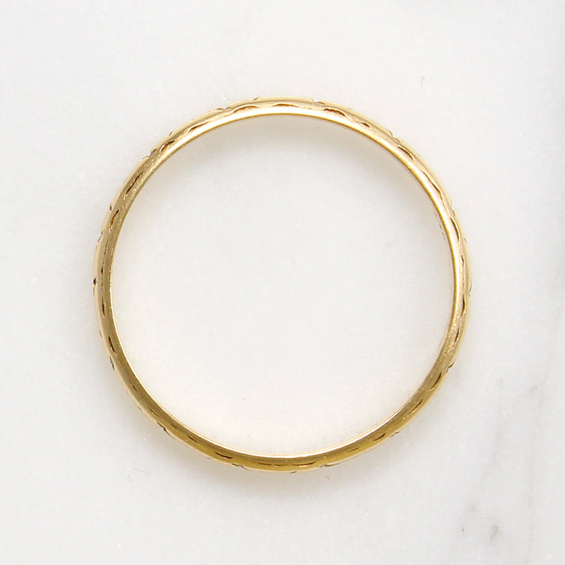 Faded Forget-Me-Nots Engraved 14k Gold Band 