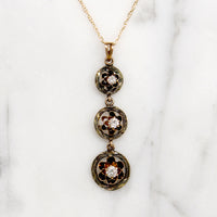 Three Flowers 10k Gold & Diamond Lavalier Necklace
