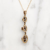 Three Flowers 10k Gold & Diamond Lavalier Necklace
