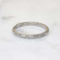 Romantic Platinum Band with Engraved Flowers