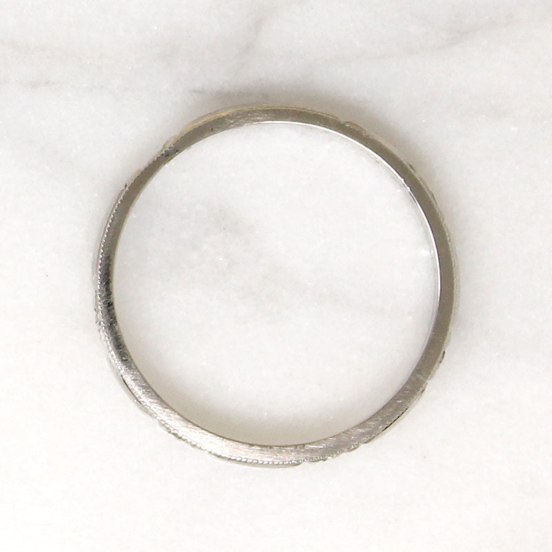 Romantic Platinum Band with Engraved Flowers