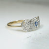 A Trio of Flowers Diamonds and Sapphire Ring