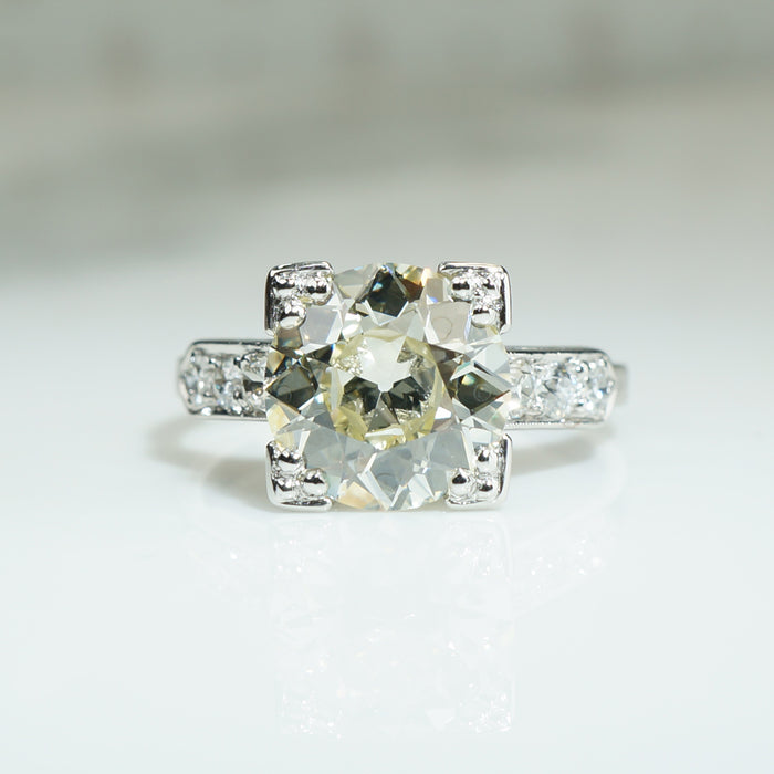 Dreamy Platinum 2.83ct Old Euro Engagement Ring