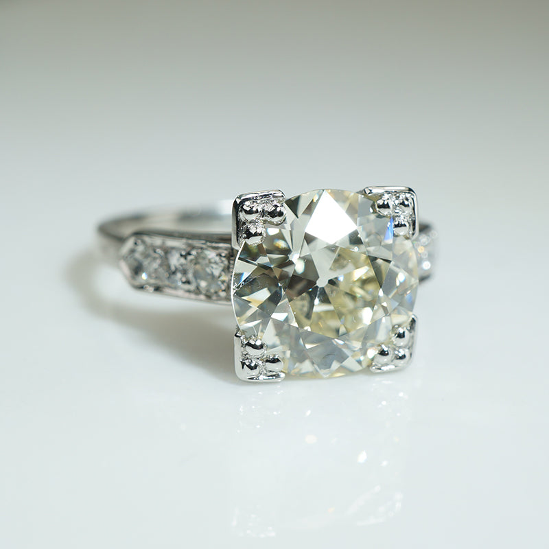 Dreamy Platinum 2.83ct Old Euro Engagement Ring