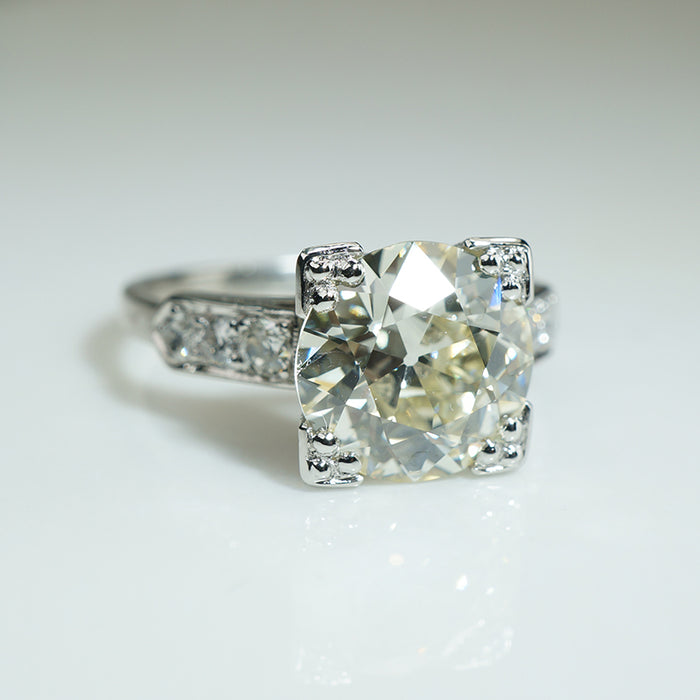 Dreamy Platinum 2.83ct Old Euro Engagement Ring