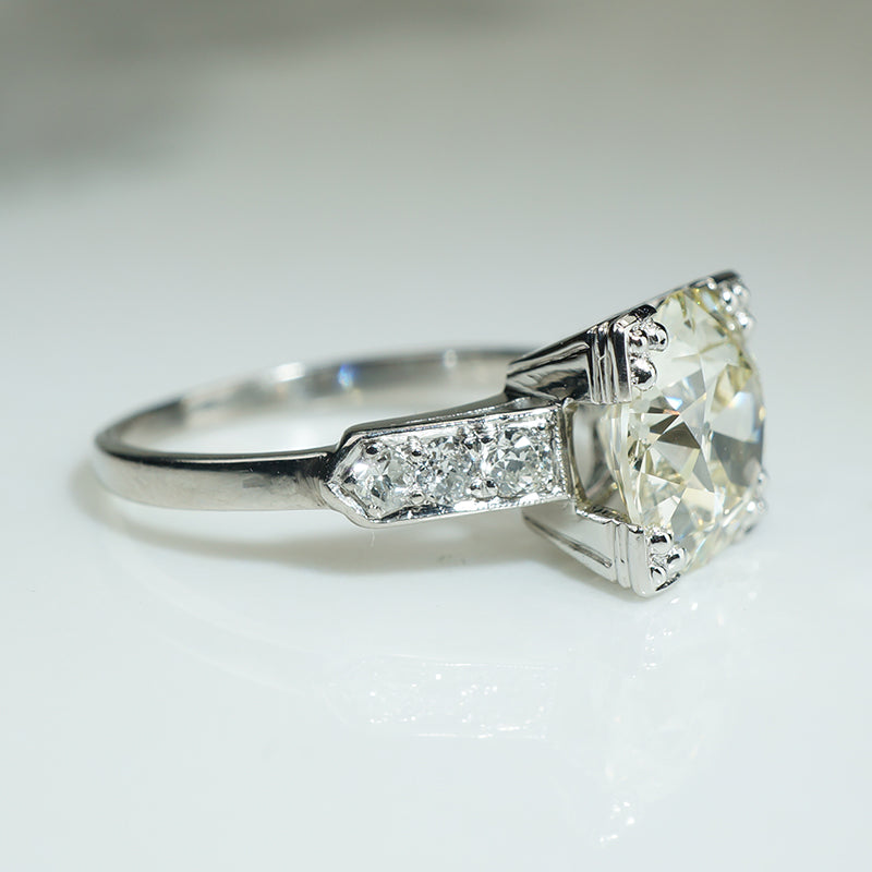 Dreamy Platinum 2.83ct Old Euro Engagement Ring