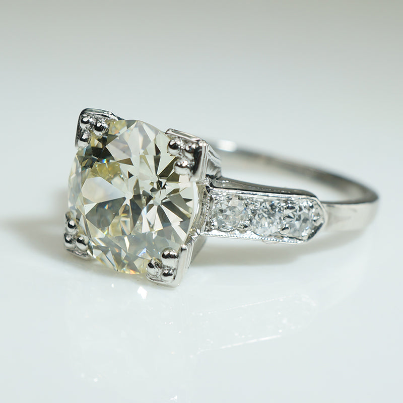 Dreamy Platinum 2.83ct Old Euro Engagement Ring