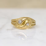 Sweet English 18ct Snake Ring with Old Mine Cut Diamonds