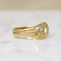 Sweet English 18ct Snake Ring with Old Mine Cut Diamonds