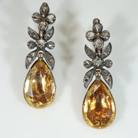 Gorgeous Georgian Imperial Topaz & Diamond Earrings