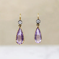 Delightful Amethyst Drop Earrings with Diamond Accents