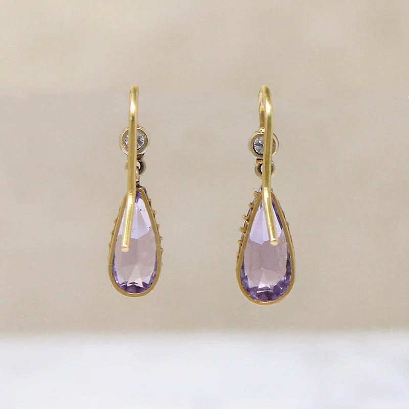Delightful Amethyst Drop Earrings with Diamond Accents