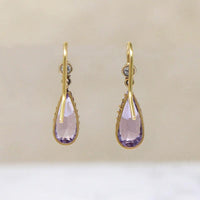 Delightful Amethyst Drop Earrings with Diamond Accents