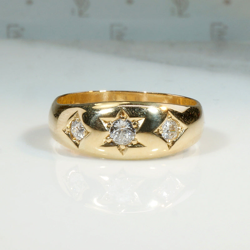High Karat Gold & Old Mine Diamond 1853 Gypsy Band
