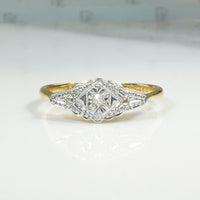 Lacy Art Deco Diamond Navette Ring in Platinum & 18ct