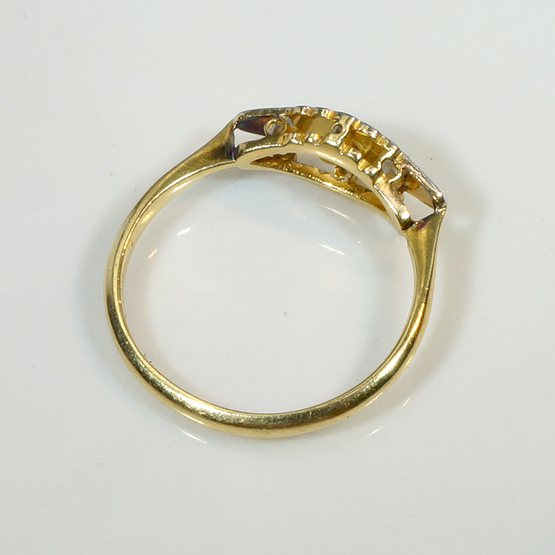 Lacy Art Deco Diamond Navette Ring in Platinum & 18ct