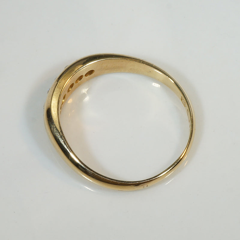 Handsome English Old Mine Cut Diamond & 18ct Band