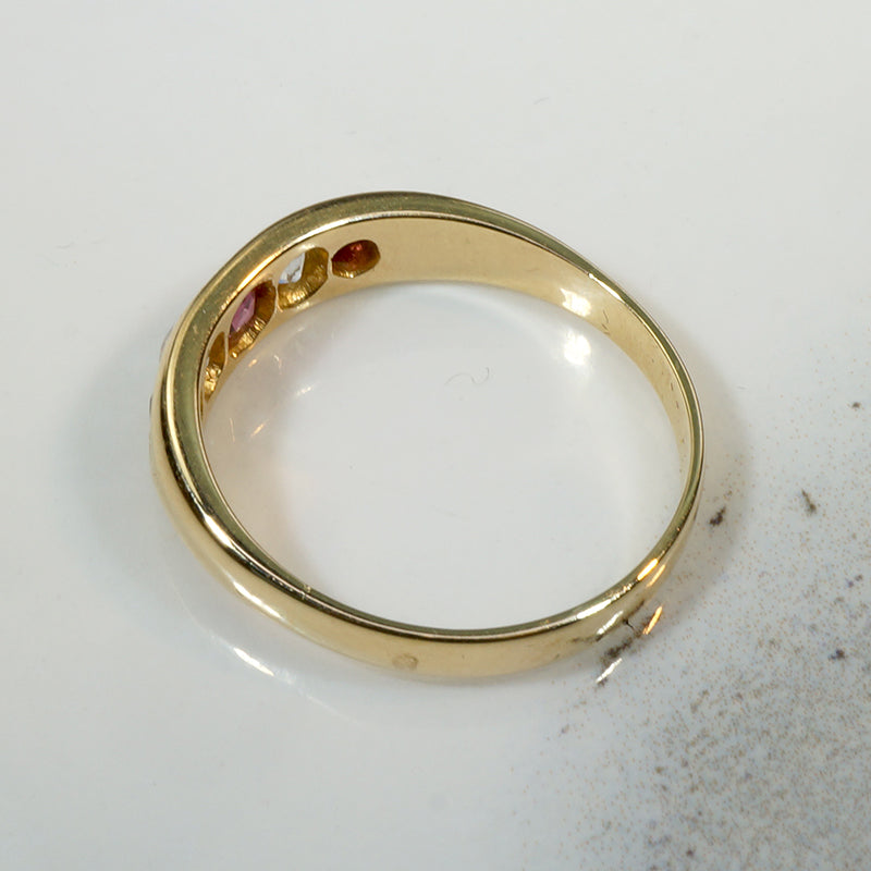 Radiant Ruby & Diamond Band in English 18ct Gold