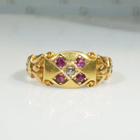 Ruby & Diamond Quincunx 18ct Gold BandRuby & Diamond Quincunx 18ct Gold Band