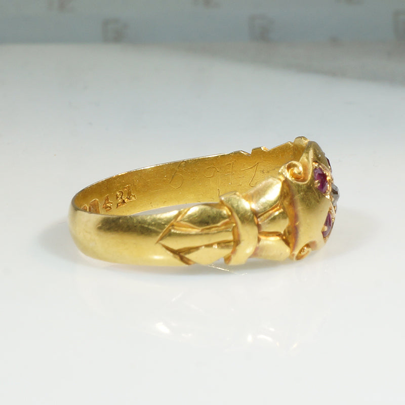 Ruby & Diamond Quincunx 18ct Gold Band