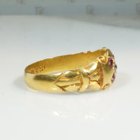 Ruby & Diamond Quincunx 18ct Gold Band
