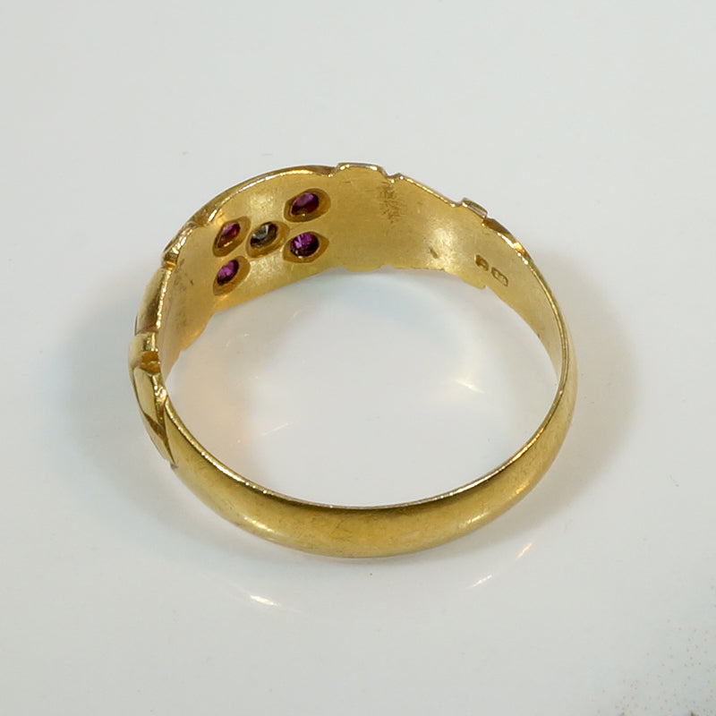 Ruby & Diamond Quincunx 18ct Gold Band