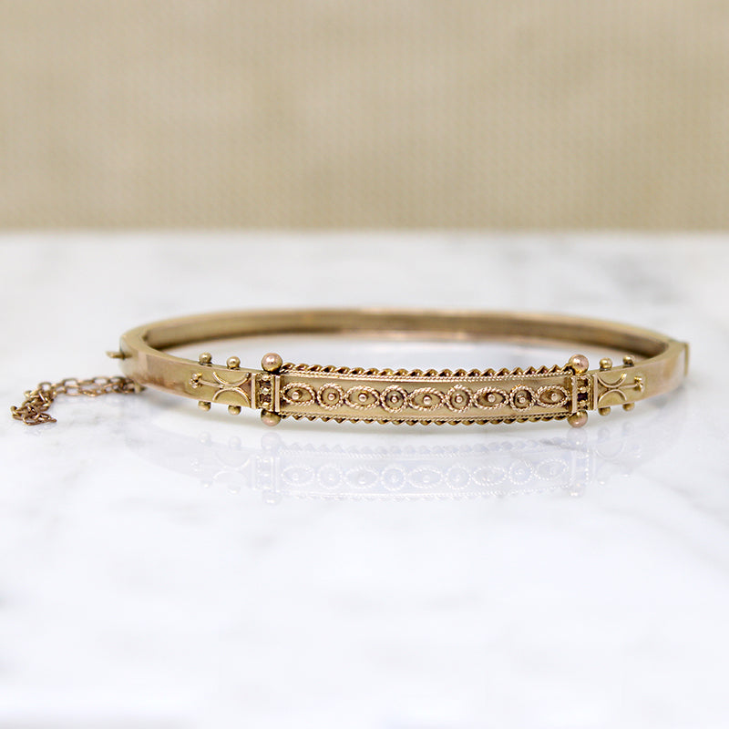 Enchanting Victorian 9ct Etruscan Revival Bangle