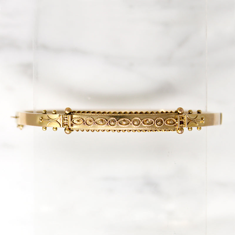 Enchanting Victorian 9ct Etruscan Revival Bangle