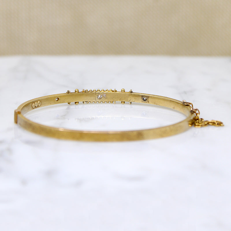 Grand Period 15ct Gold Bangle with Diamonds