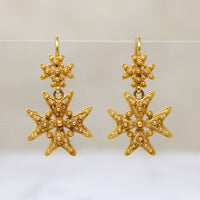 Gorgeous 18ct Cannetille Maltese Cross Earrings