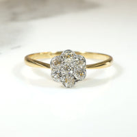 Edwardian Daisy Diamond Cluster in 18ct & Platinum Ring