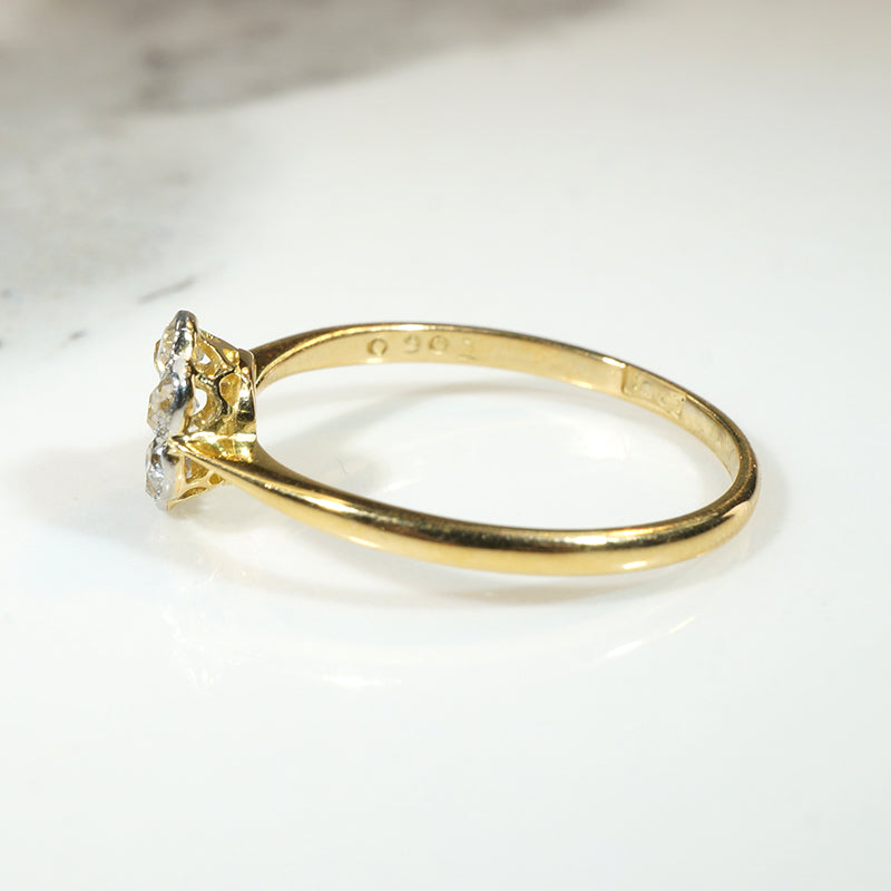 Edwardian Daisy Diamond Cluster in 18ct & Platinum Ring
