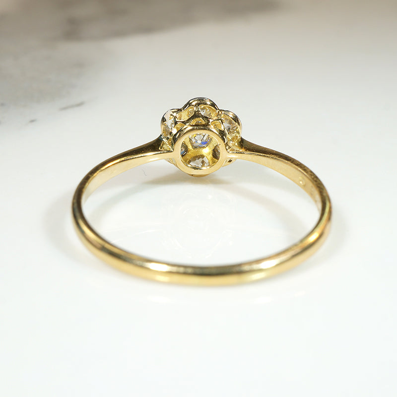 Edwardian Daisy Diamond Cluster in 18ct & Platinum Ring