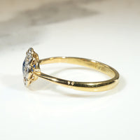 English Sapphire & Diamond Flower Ring in 18ct & Platinum