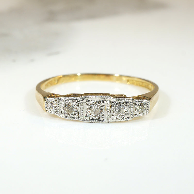 English Stepped Diamond Band in Platinum & 18ct